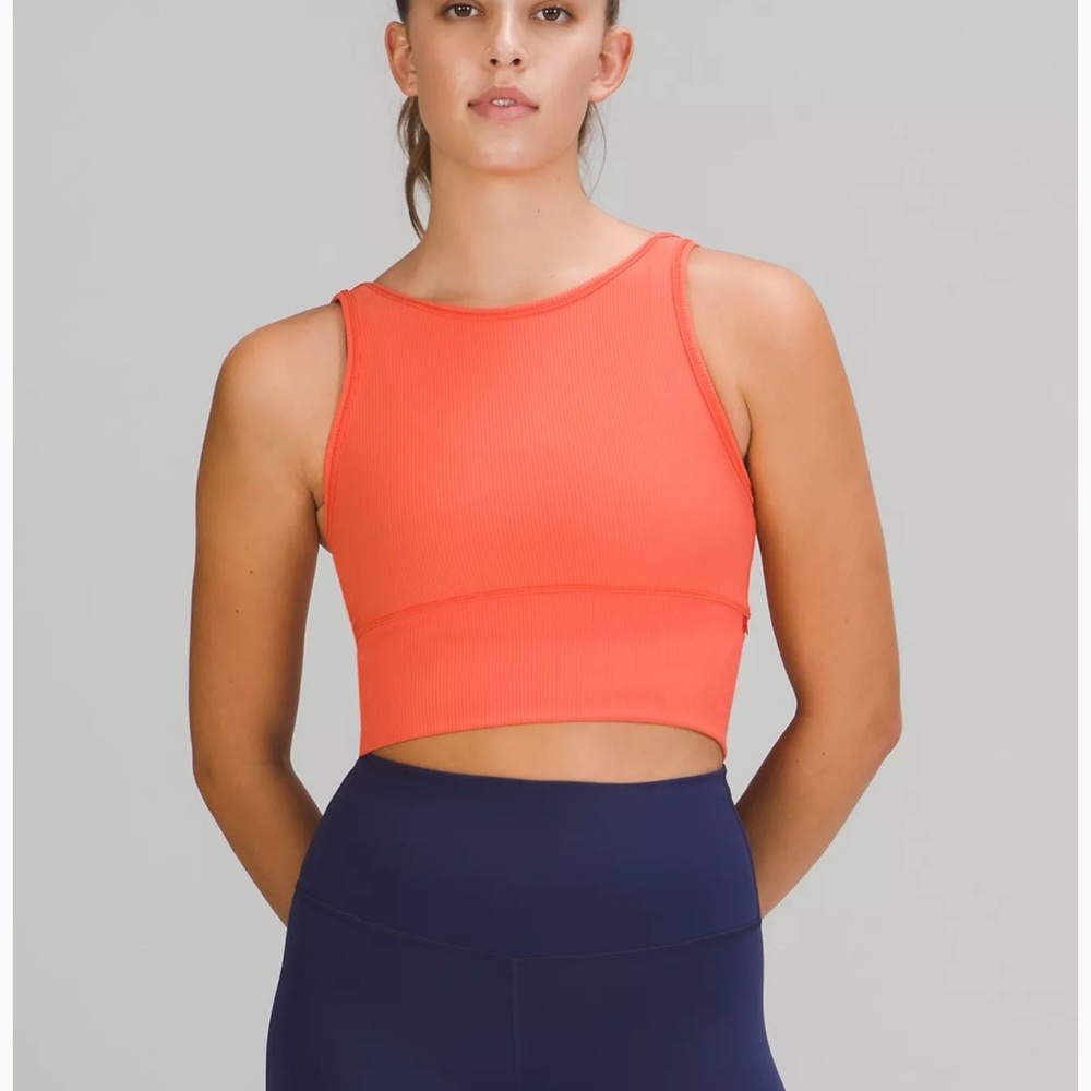 lululemon • Power Pivot Ribbed Tank Top — coral